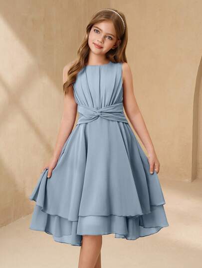 SHEIN Vestido midi sem mangas lavanda lindo e elegante para meninas, para festa, feriado, dança, casamento, aniversário e benefícios de apresentação