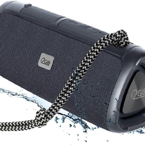 I2GO, Caixa De Som Bluetooth 3 Angle Sound. 12W RMS, Resistente à Água, Preto