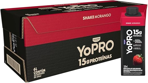 Pack YoPRO Bebida Láctea UHT Morango 15g de Proteínas 250ml -24 Unidades