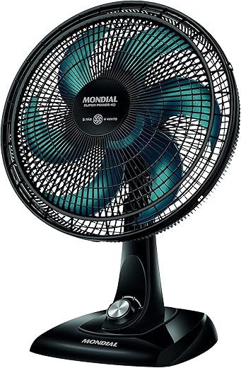 Ventilador de Mesa 40cm Super Power, Mondial, Preto/Azul Petróleo, 140W, 110V - VSP-40-AP
