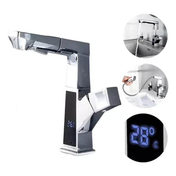 Torneira De Pia Cuba Misturador Monocomando Giratoria Visor Digital De Temperatura Luxo 4365