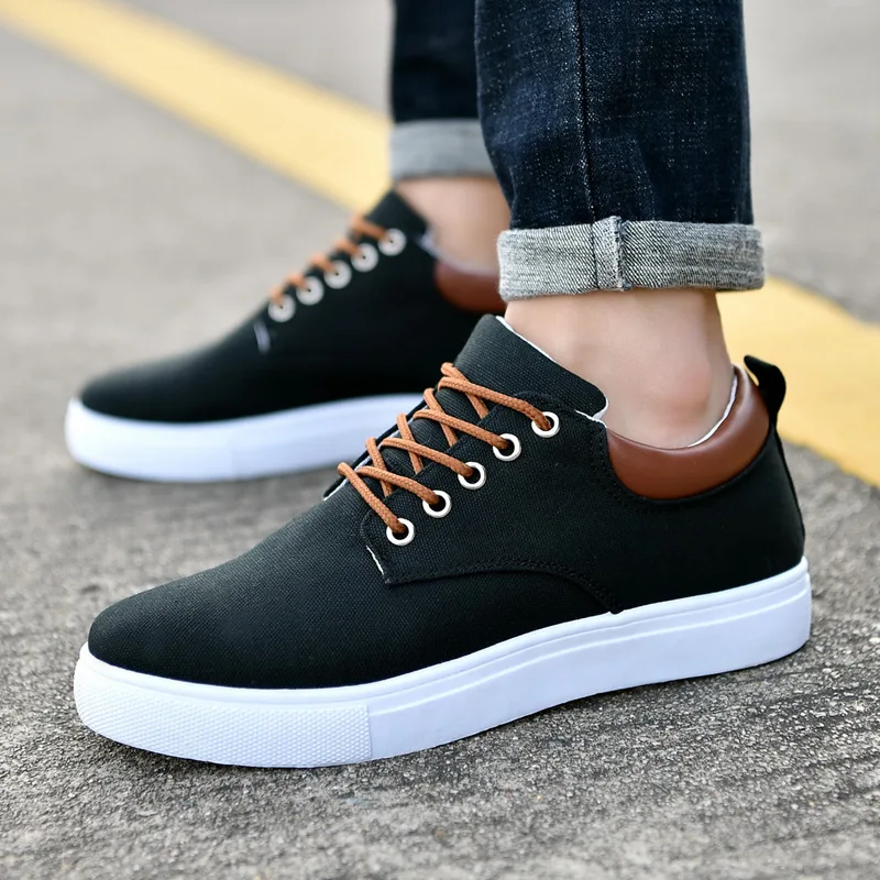 Fashion Canvas Men's Sneakers Black Lace Up Sping Shoes 2024 Classic Casual Vulcanized Shoes Size 46 47 Mens Spring Sport Shoes - Imagem 5