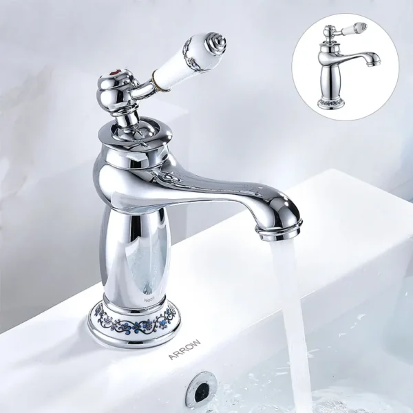 Basin Sink Faucet Mixer Faucet Single Lever Hot Cold Water Tap Brass Bath Faucet Retro Water Saving Bathroom Washbasin Taps