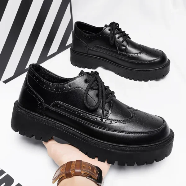 Hong Kong Style Men's Oxford Shoes Black Business Wedding Shoes Men's Leather Shoes Classic Business Formal Men's Prom Shoes