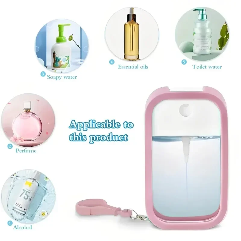 50ml Portable Spray Bottle Card-type High Pressure Fine Mist Alcohol Hand Disinfectant Travel Pocket Makeup Liquid Container - Imagem 3