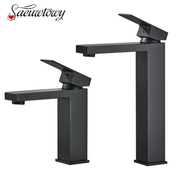 Stainless Steel Bathroom Faucet Deck Mount Basin Sink Taps Hot Cold Water Mixers Single Handle Tap Washbasin Crane Short/Tall