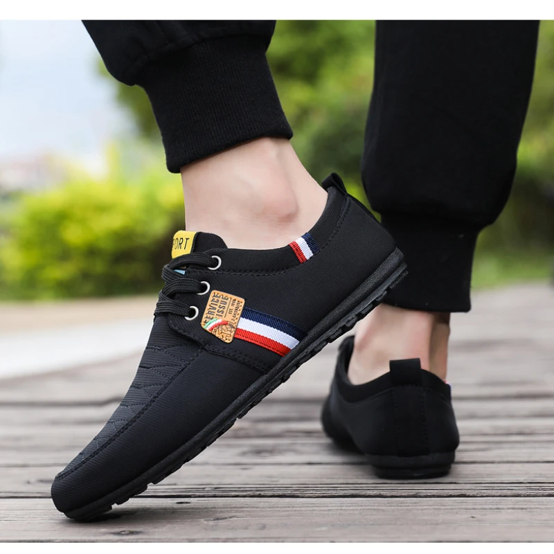 2025 Fashion Men's Canvas Shoes Mesh Breathable Vulcanized Shoes Comfortable Lace-up Sneakers Large Size 39-48 Official-website - Imagem 4