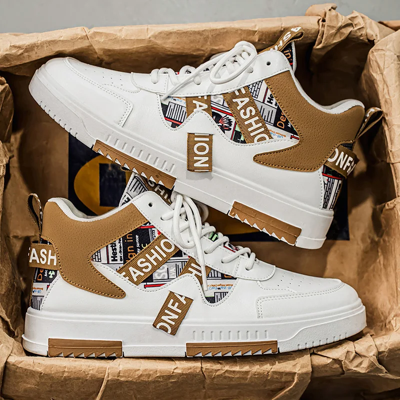 2025 New High-Top Sneakers for Men, Trendy Graffiti Color-Block Men's Shoes, Versatile Street Trend Casual Sports Shoes