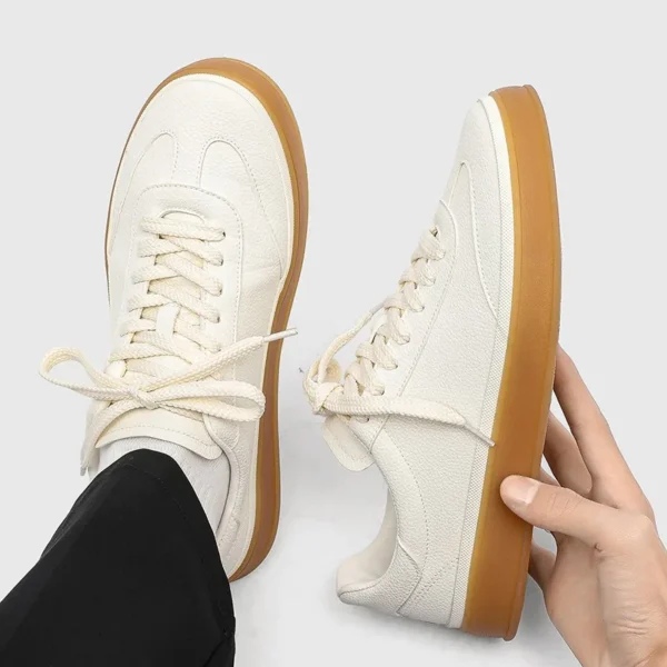 Men's Sneakers Casual Pu Leather Breathable Walking Flat Shoes for Men 2025New Male Tennis Sneaker Soft White Shoes