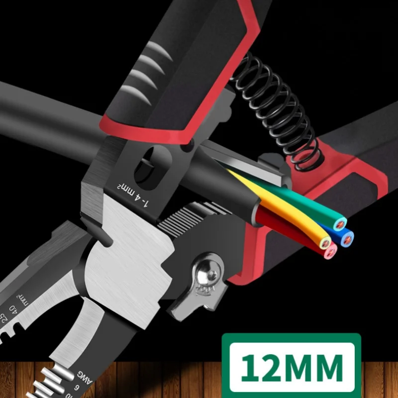 1Pcs 8.5 in Multifunctional Electrician Pliers Wire Cutter Cable Stripper Crimping Tool Alicate Universal Nose Pliers Hand Tools - Imagem 5