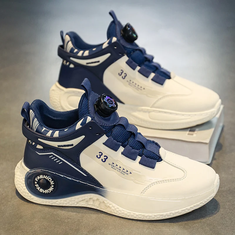 Mens Sneakers with Rotating Buckle Comfy Non Slip Lace up Durable Shoes for Mens Outdoor Activities - Imagem 2