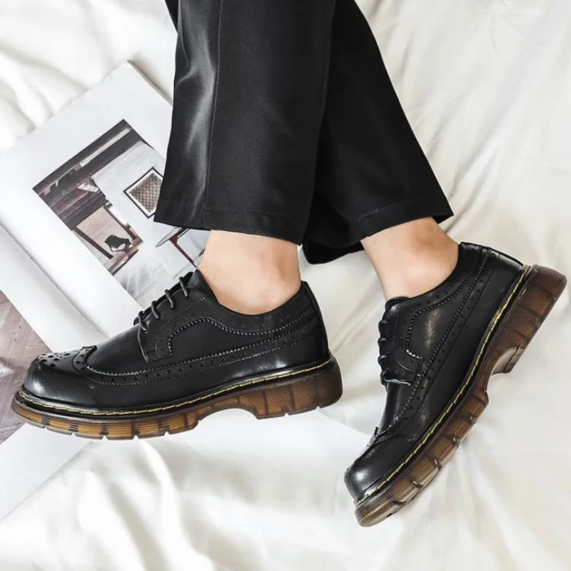 High Quality Shoes Men Leather Original New Carved Design Men Leather Shoes Casual Retro Luxury Shoes for Men Zapatos De Hombre - Imagem 4