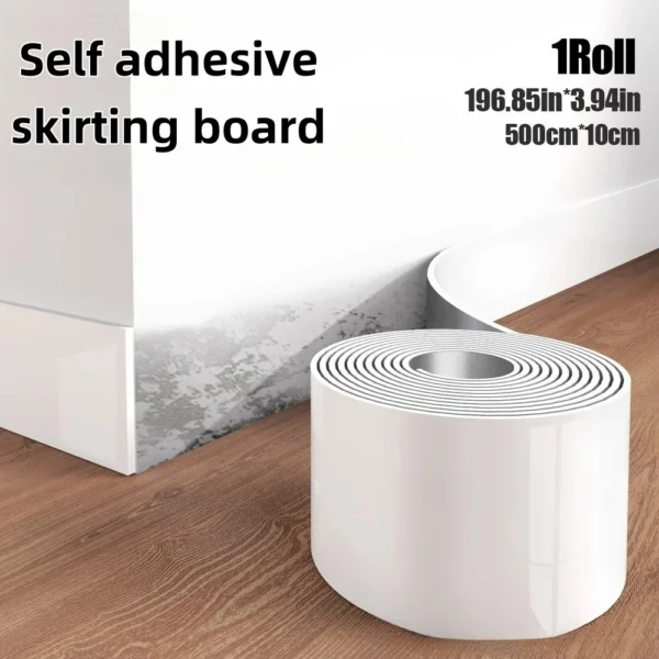 1PC 5mx10cm Self Adhesive Skirting Board Thickening Flexible Foam Wall Stickers Waistline Tape with Aluminum Foil Bottom