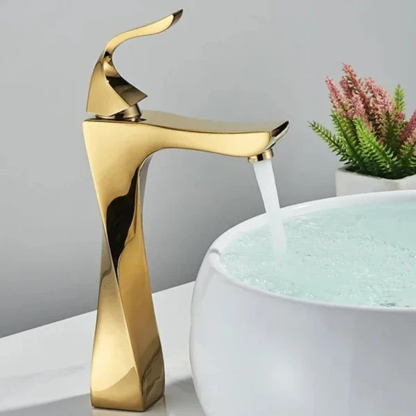 Bathroom Faucet Basin Sink Golden Chrome Tap Hot Cold Water Mixer Tap Deck Mounted Bathroom Faucets Single Lever Taps