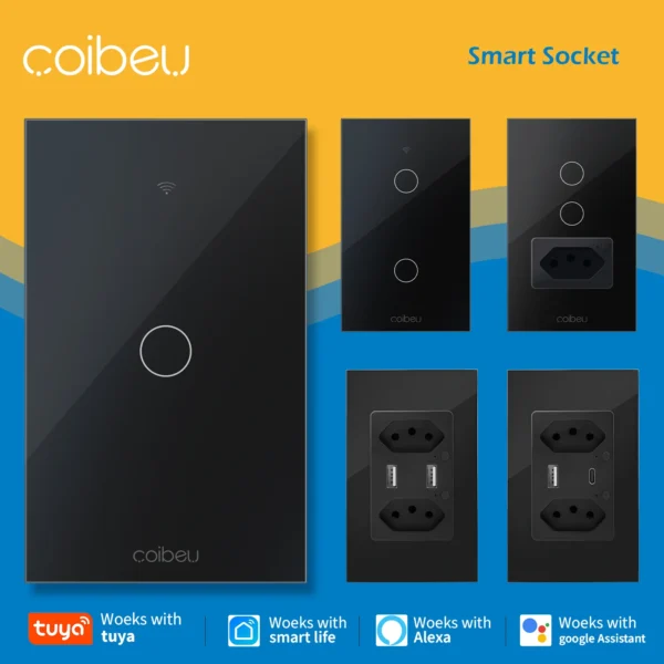 Alexa Tuya, WiFi smart switch, touch switch, WiFi smart socket, Alexia, control, USB socket, wall panels