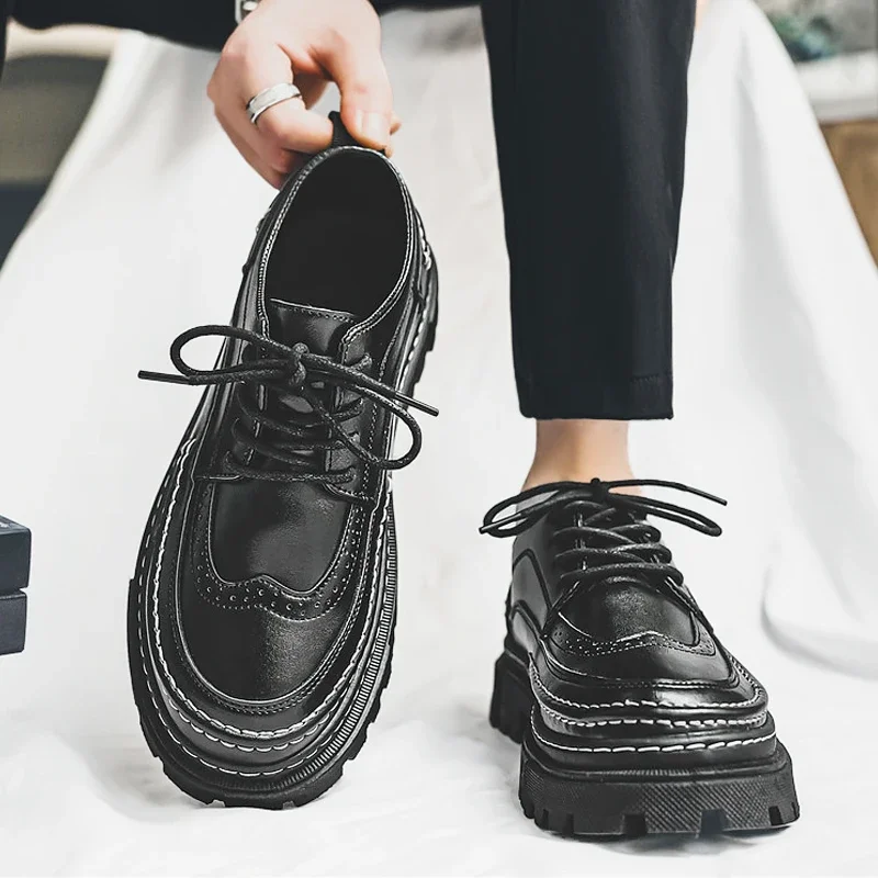 Bloch Men's Shoes Summer Dress Business Casual British Black Youth Sports Soft Face Increased Height Trendy Shoes - Imagem 3