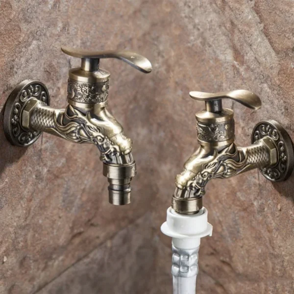 Carved Wall Bottle Tap Bibcock Zinc Alloy Retro Tap Decorative Outdoor Garden Faucet Washing Machine Mop Tap Torneira De Parede