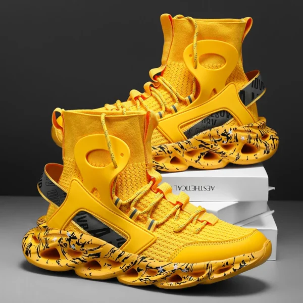 Mens Running Shoes Big Size Soft Sole Cushioning Comfortable Walking Outdoor Casual Gym Jogging Shoes Mesh High-top Sneakers Man