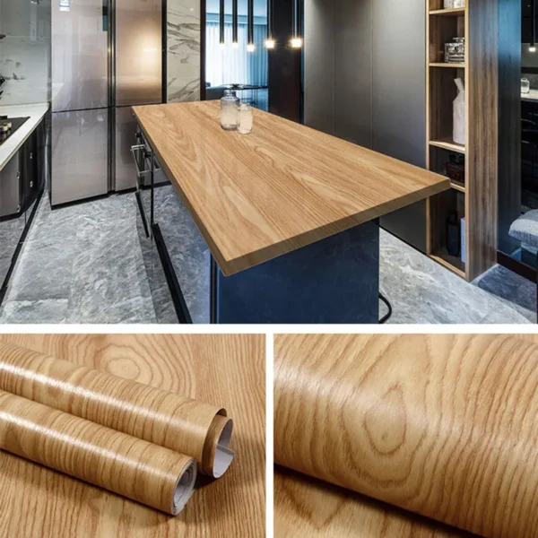 5M/10M Wood PVC Wallpaper Grain Home Decor Furniture Waterproof Vinyl Wall Sticker Self Adhesive Kitchen Cabinet Door Sticker
