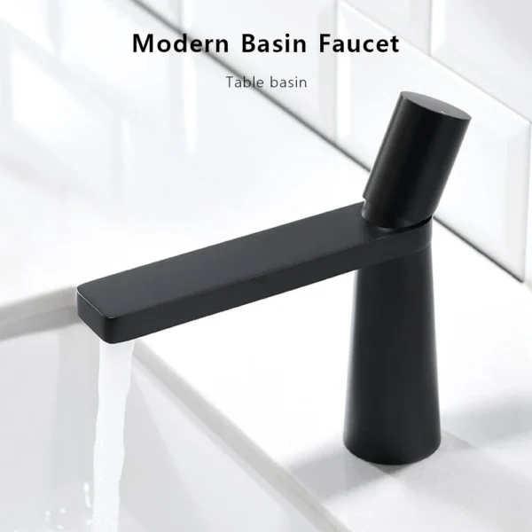 Black Basin Faucet Modern Copper Bathroom Mixer Taps Crane Deck Installation Hot and Cold Water Faucets Sink Faucet for Bathroom