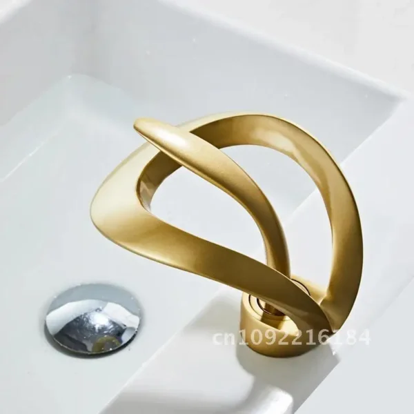 Cold Mixer Faucet Waterfall Tap Bathroom Sink Faucets Gold Brass Single Handle Basin Wash Tap Basin Torneira Hole Faucet Hot and