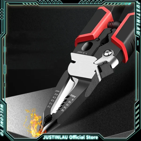 1Pcs 8.5 in Multifunctional Electrician Pliers Wire Cutter Cable Stripper Crimping Tool Alicate Universal Nose Pliers Hand Tools