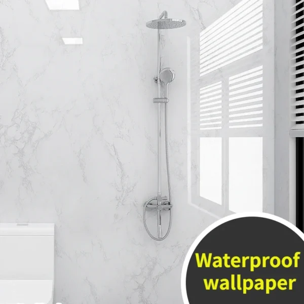Modern Adhesive Wallpaper Roll with 10 Meters Waterproof Mould Proof Stickers Bathrooms Kitchen Renovation Marble Tile Sticker