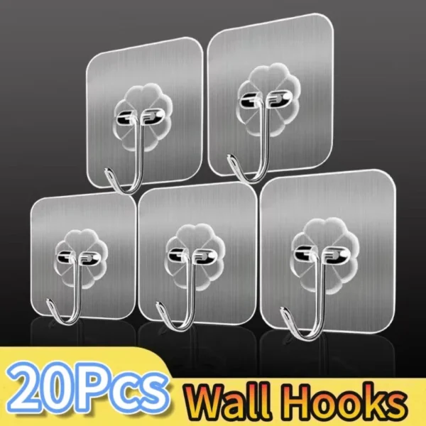 1-20PCS Strong Self Adhesive Hooks Punch-free Door Wall Hangers Suction Heavy Load Rack For Kitchen Bathroom Accessories
