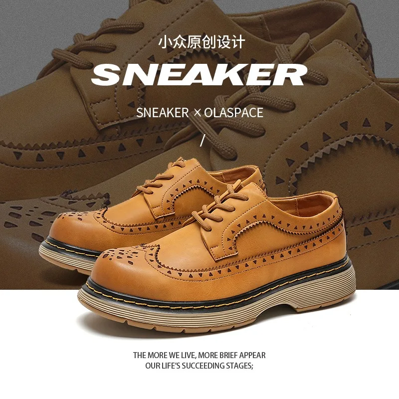High Quality Shoes Men Leather Original New Carved Design Men Leather Shoes Casual Retro Luxury Shoes for Men Zapatos De Hombre - Imagem 6