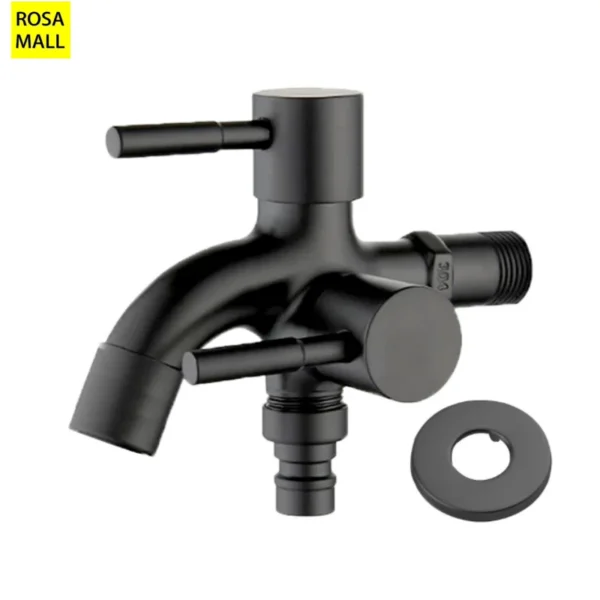 Bathroom Washing Machine Faucet Tap 304 Double Multifunctional Stainless Steel Two Way Tap Black Bath Faucet Torneira Dourada