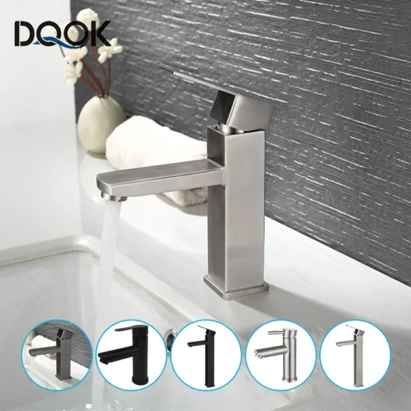 Basin Sink Bathroom Faucet Deck Mounted Hot Cold Water Basin Mixer Taps Matte Black Lavatory Sink Tap Crane（hose not include）