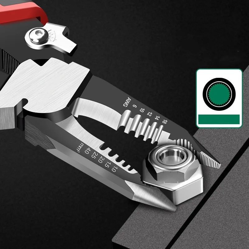 1Pcs 8.5 in Multifunctional Electrician Pliers Wire Cutter Cable Stripper Crimping Tool Alicate Universal Nose Pliers Hand Tools - Imagem 3