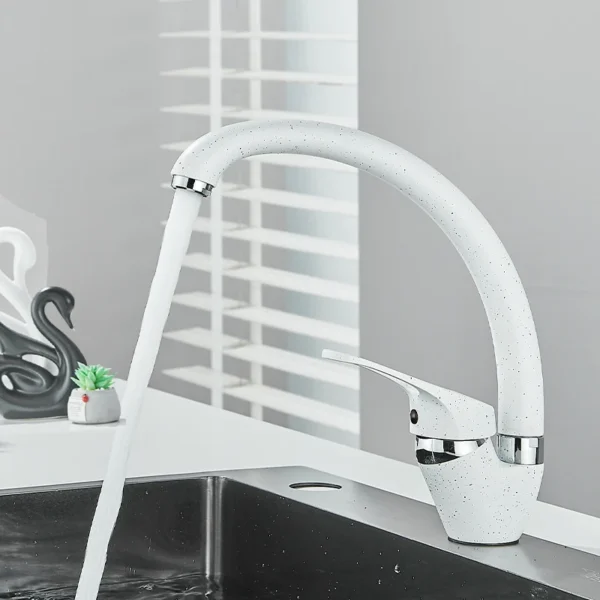 White With Dot Bathroom Kitchen Faucet Contemporary Faucet Single Handle Hot and Cold Mixer Taps Beige with dot