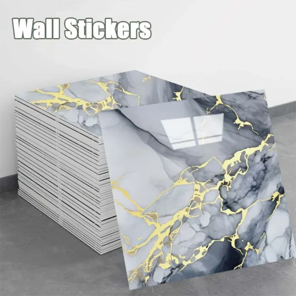 10PCS 30X30CM Marble Gold 3D Wall Sticker Self Adhesive Tile Stickers Waterproof Oil Home Kitchen Bathroom Floor Sticker