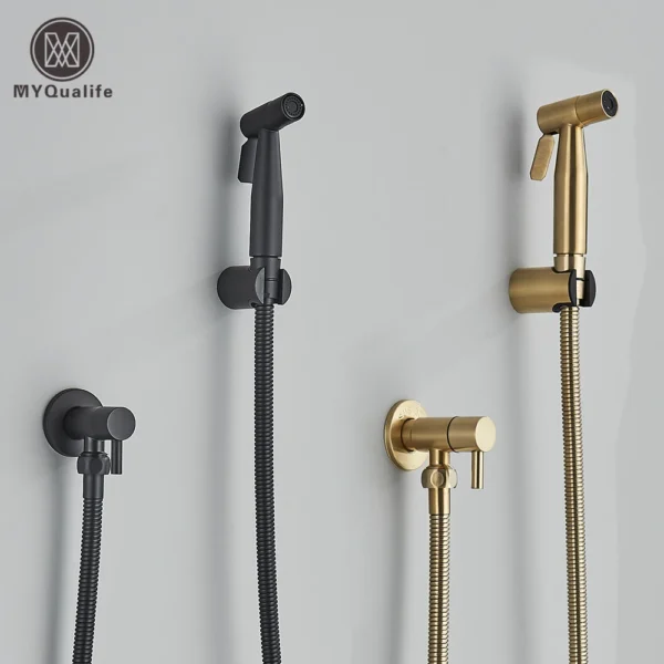 Black Bidet Sprayer Faucet Single Cold Water Stainless Steel Bathroom Toilet Tap Shattaf Valve Jet Set Wall Mounted