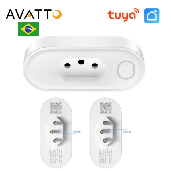 AVATTO Tuya WiFi/Zigbee Smart Brazil Plug,Brazil Standard Socket Outlet with Energy Monitoring 16A/20A Timer APP Voice for Alexa