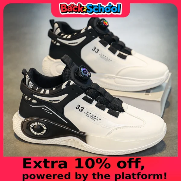 Mens Sneakers with Rotating Buckle Comfy Non Slip Lace up Durable Shoes for Mens Outdoor Activities