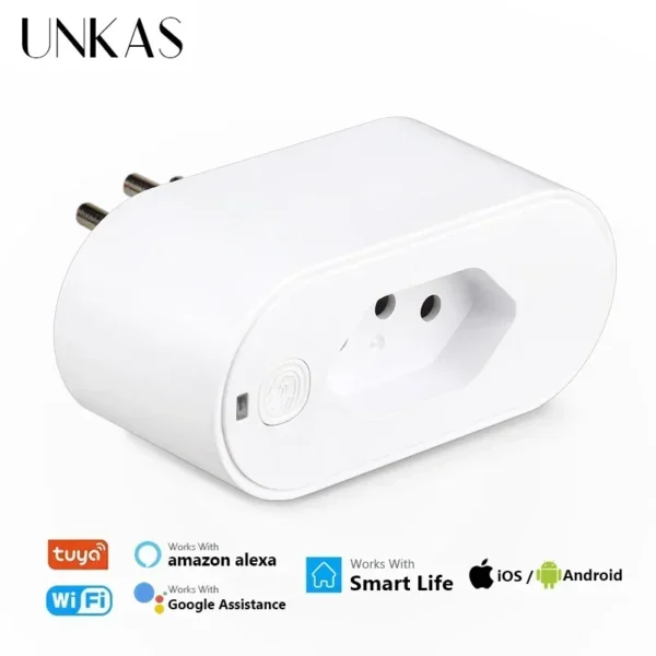Tuya 16A/20A Brazil Standard Wifi Smart Plug Socket Work with Google Home Alexa with Power Monitor APP Remote Control