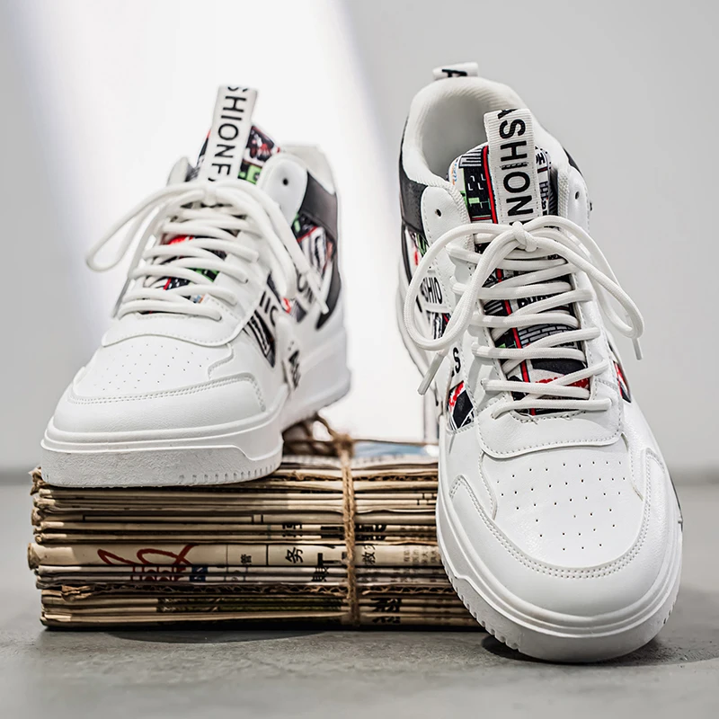 2025 New High-Top Sneakers for Men, Trendy Graffiti Color-Block Men's Shoes, Versatile Street Trend Casual Sports Shoes - Imagem 4