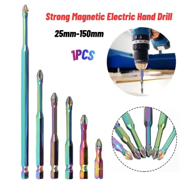 1x Electric Screwdriver 25-150mm Non-Slip For Impact Batch Head Strong Magnetic Cross High Torque Hardness Screw Screwdriver Bit