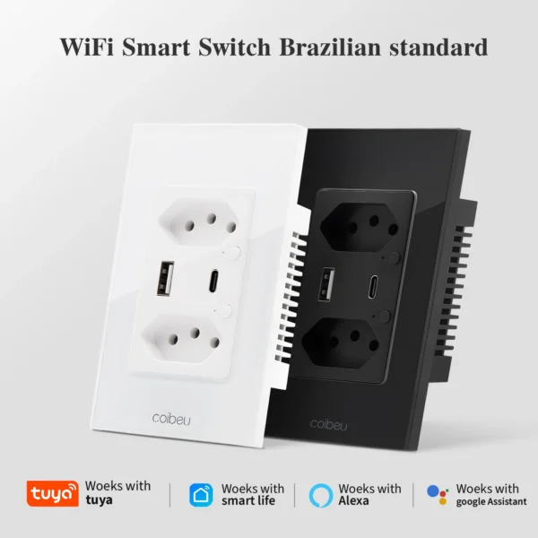 Wifi Smart Switch, Alexa, Wifi Socket, Tuya, Switch, Socket Switch, LED, Coibeu, 110-220V