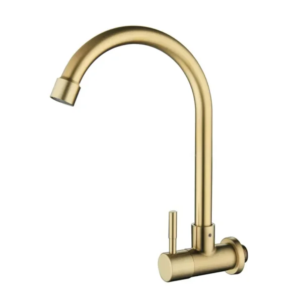Wall Mounted Sink Cold tap Gold Kitchen Faucet 360 Swivel single cold faucet Wall Taps Sink Faucet 304 Stainless Cold Water Tap
