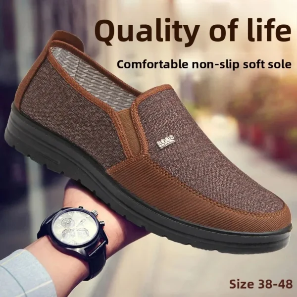 Beijing Men's Canvas Shoes Spring Autumn Soft Bottom Anti-Slip Breathable Casual Shoes round Toe Non-Leather Adult Footwear
